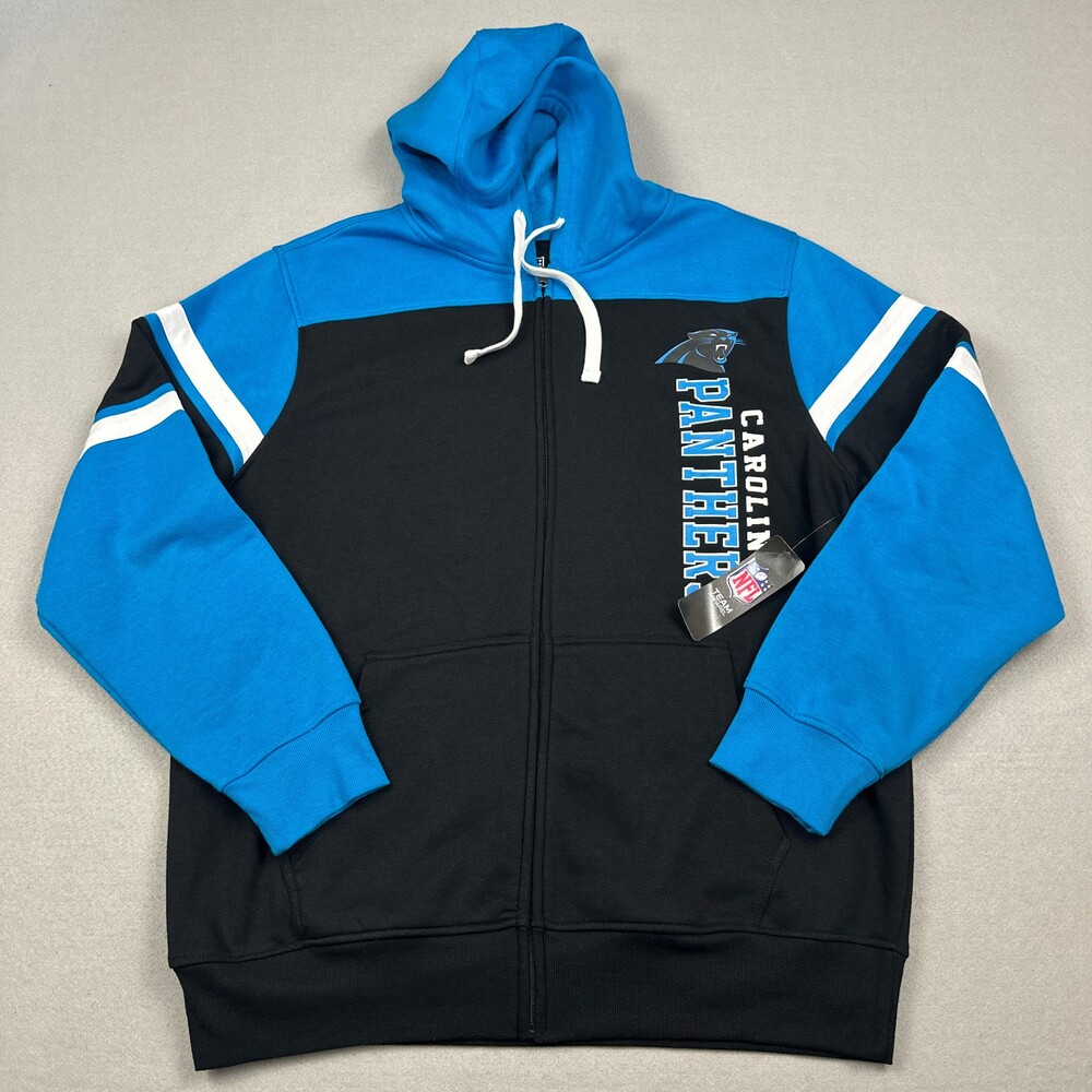 Carolina Panthers Jacket Men Extra Large Black Blue Colorblock NFL Team Apparel